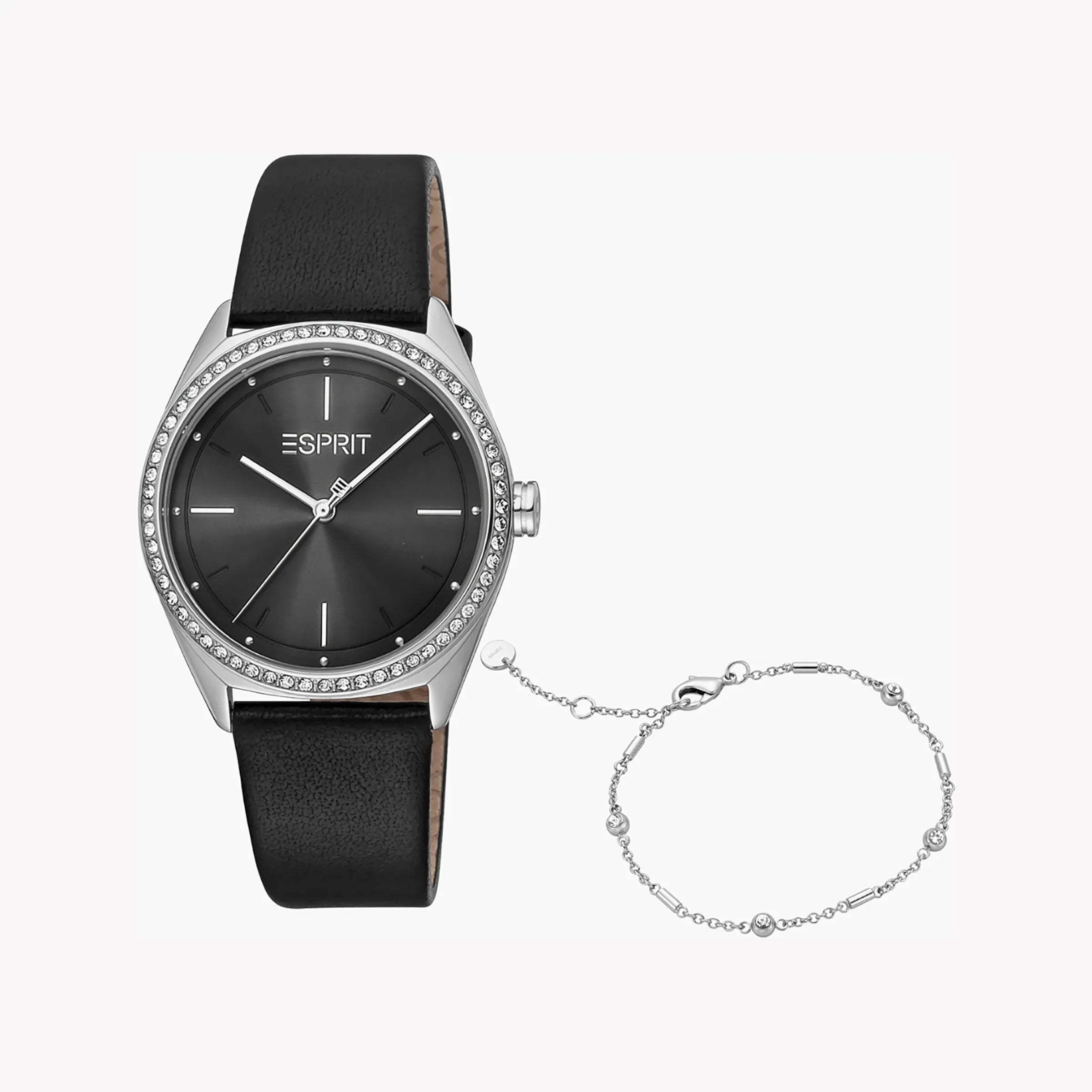 Esprit Women's Black Leather Watch, Black Dial | Es1l003m0015