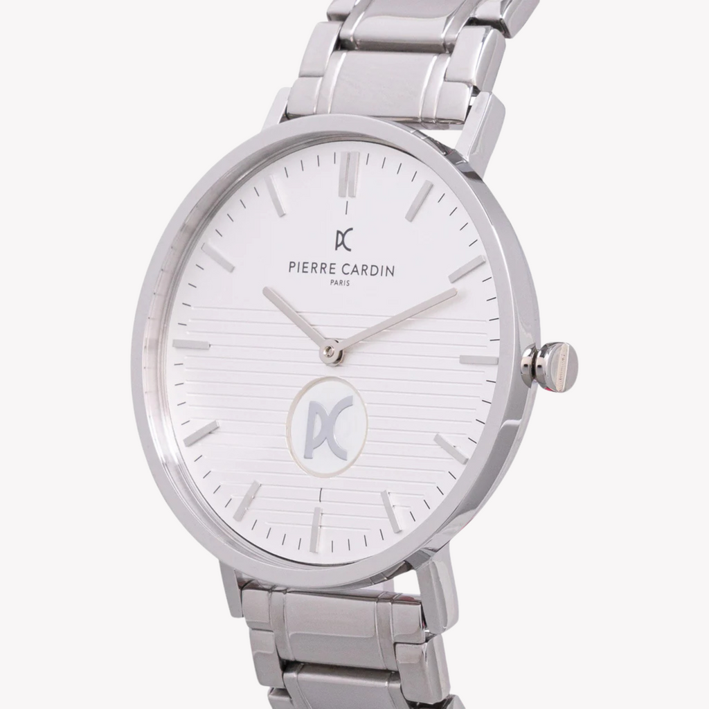 Pierre Cardin Men's Silver Metal Watch, White Dial | Cbv.1103