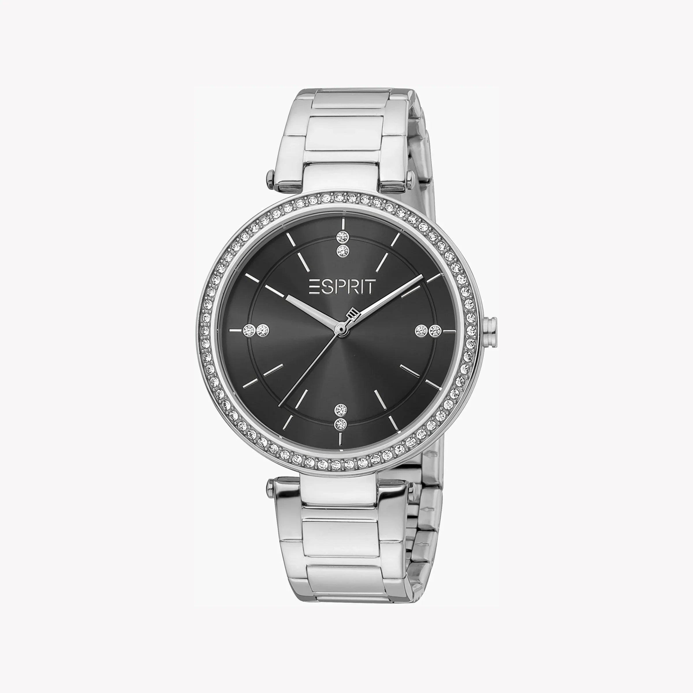 Esprit Women's Silver Stainless Steel Watch, Black Dial | Es1l100m0025