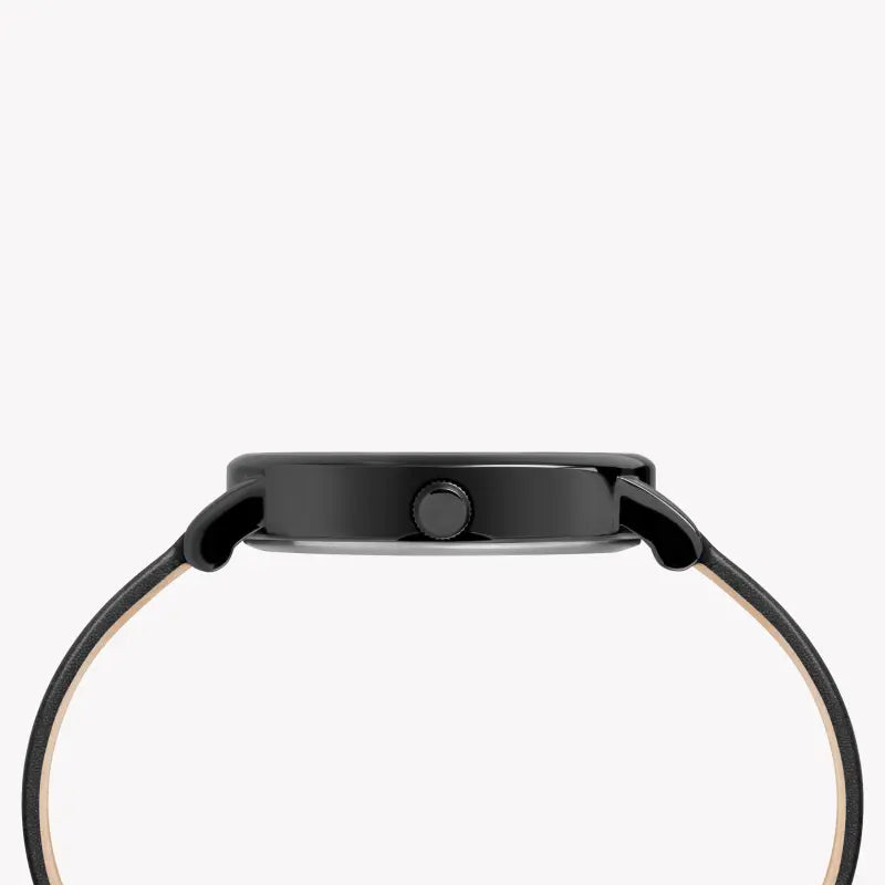 Timex Women's Black Leather Watch, Black Dial | Tw2r93000