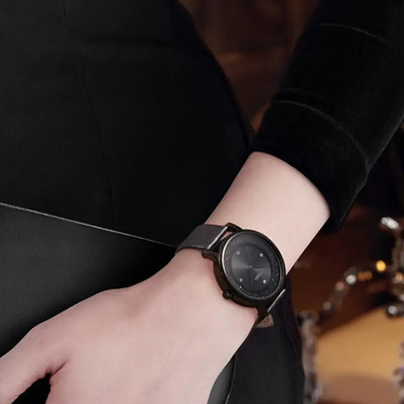 Timex Women's Black Leather Watch, Black Dial | Tw2r93000