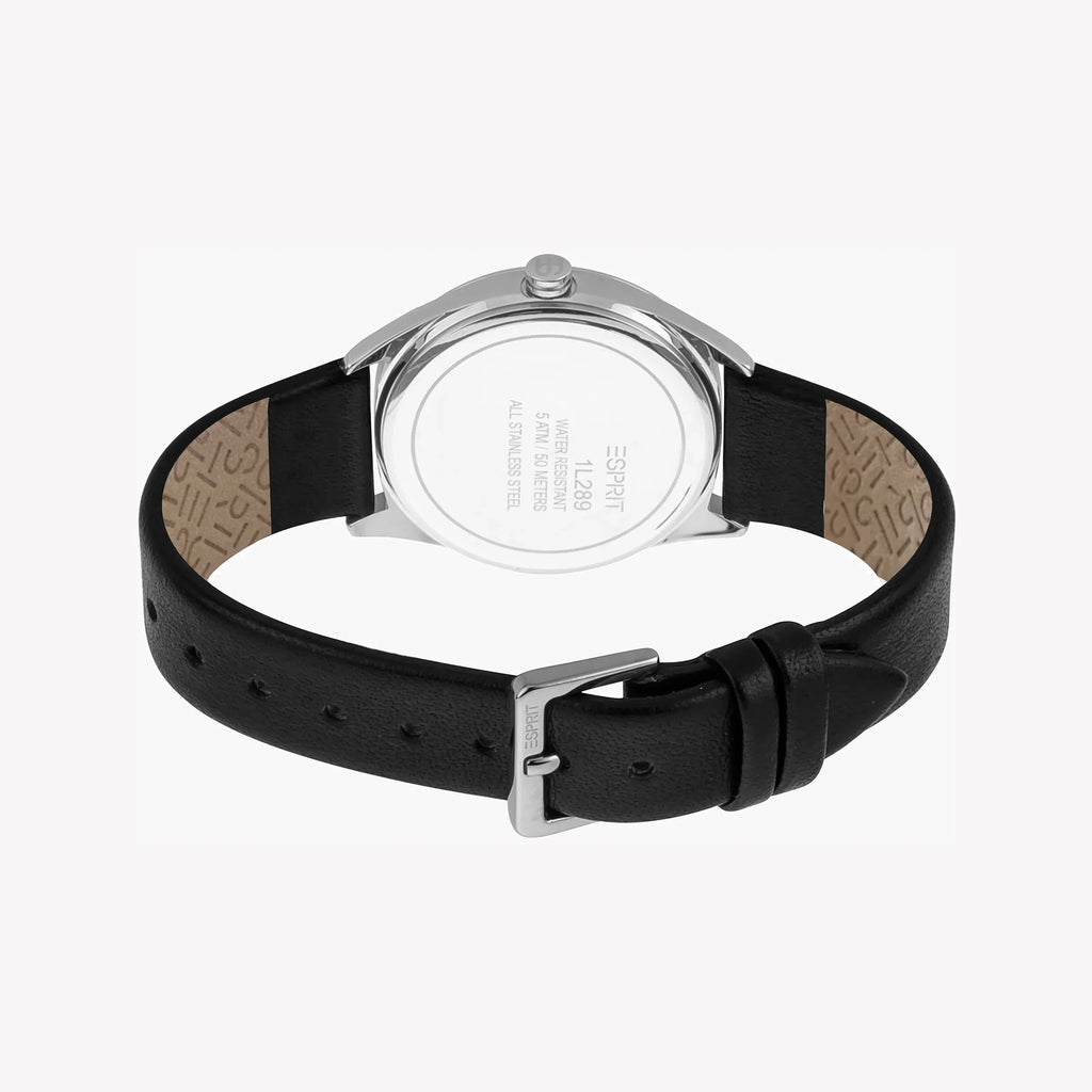 Esprit Women's Black Leather Watch, Black Dial | Es1l003m0015
