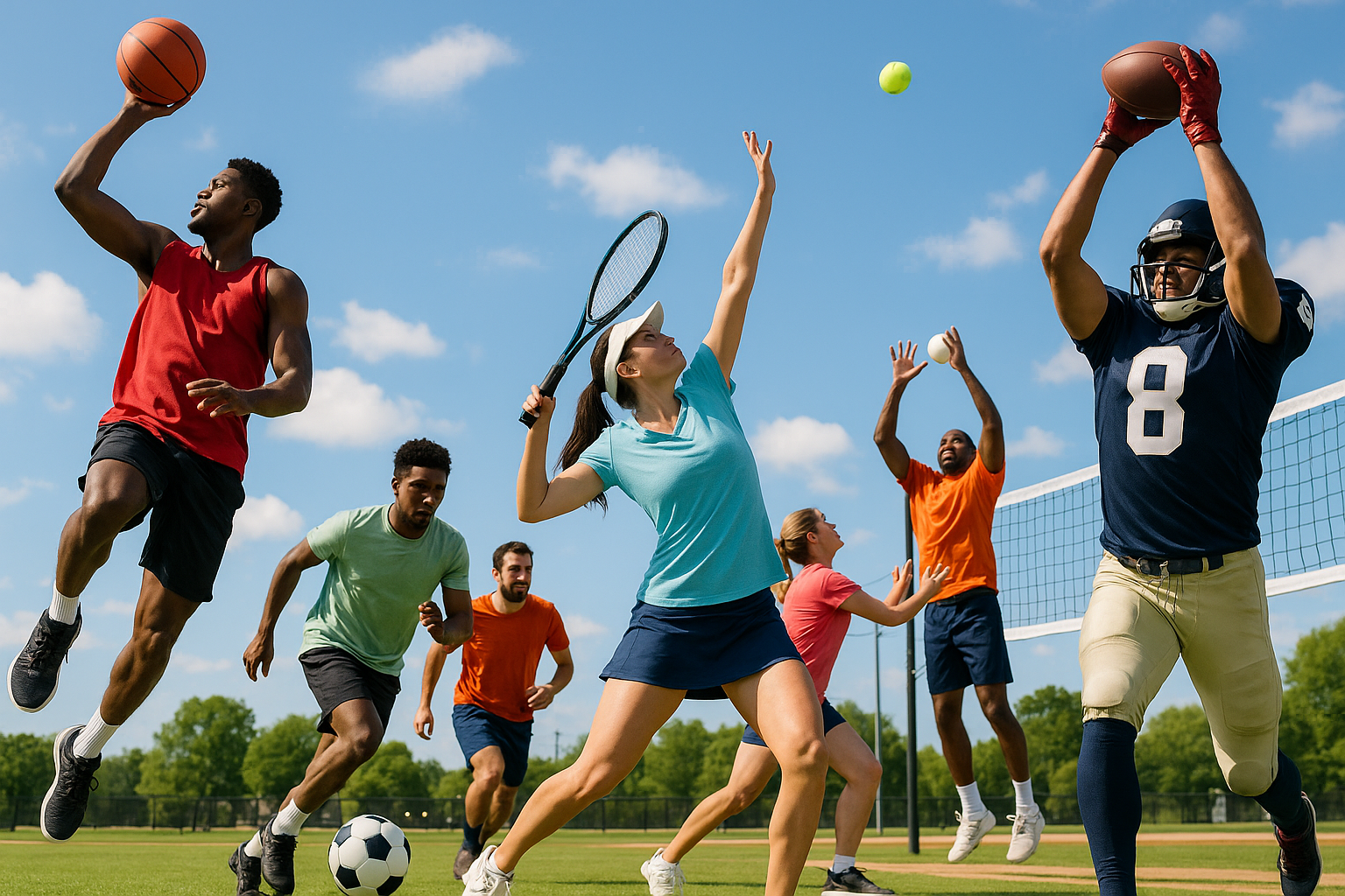 people doing sport with balls 